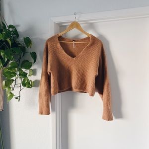 Cozy V-Neck Tan Sweater